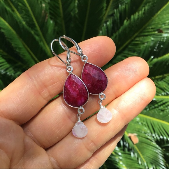 Ruby Moonstone Sundance Charm Earrings - Picture 3 of 6